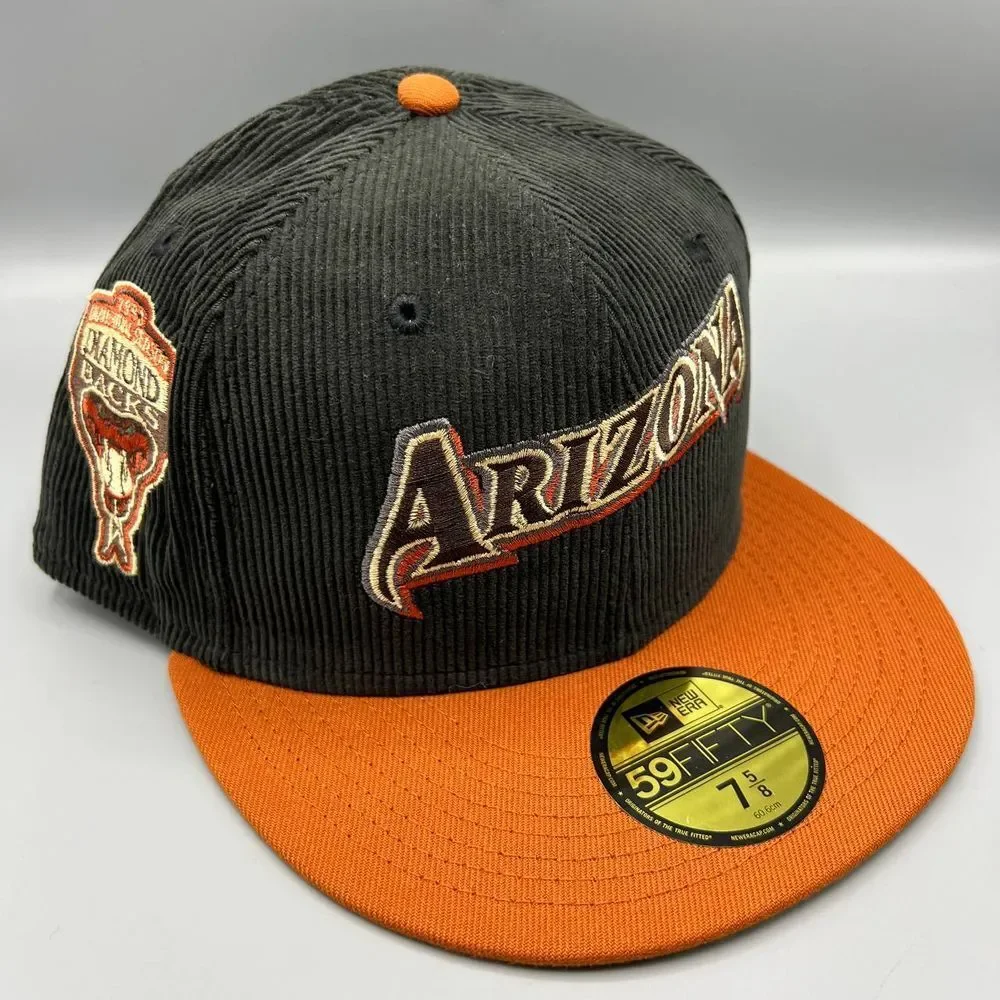 Arizona Diamondbacks Hat Men 7 5/8 Black Corduroy 59Fifty New Era MLB Fitted Cap